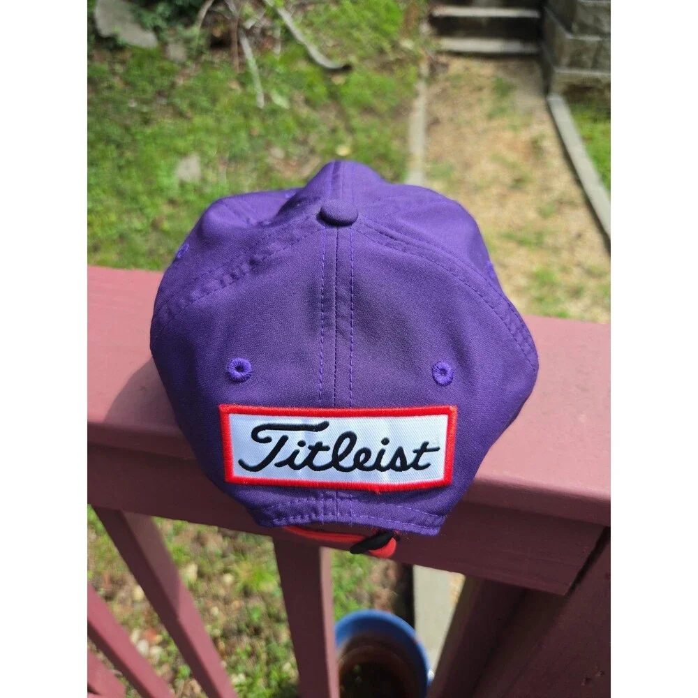 Titleist Hat Cap Mens Strapback Adjustable Purple/Orange FootJoy Pro V1 FJ Golf